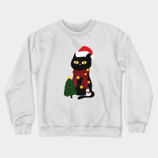 Cute Santa Santa Cat enjoy on Christmas Day Crewneck Sweatshirt